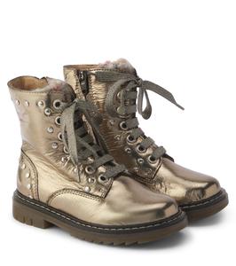 Боевые ботинки Сида из металлизированной кожи Pom d'Api, Galaxi Bronze