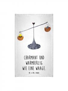 Mr. & Mrs. Panda Белое полотенце со знаком зодиака Весы и надписью