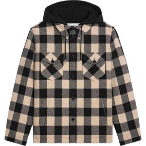 Клетчатая шерстяная худи-рубашка CELINE, светло-умбра