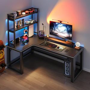 Игровой стол Naijia (Naijia) с угловым дизайном, 140x100 см, левая модель, карбон, с полкой 90 см