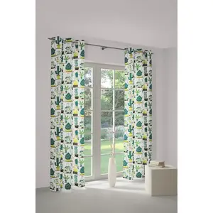 Шторa Oakham с люверсами, 1 шт. Wirth, зеленый/натуральный