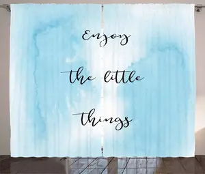 Штора ABAKUHAUS в деревенском стиле с акварельным омбре-узором, присборенная тесьма для спальни с петлями и крючками, 280 x 245 см, бледно-голубой, черный Abakuhaus