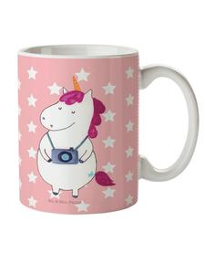 Детская кружка Фотограф-единорог без слов, пастельно-красная Mr. & Mrs. Panda