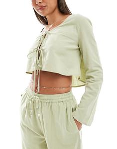 Пляжный топ Kayla цвета хаки с длинными рукавами и завязкой спереди от ASOS DESIGN