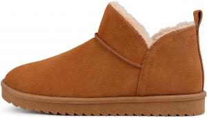 BCTEX COLL Женские зимние мини-ботинки для снега с классическим искусственным мехом, теплые короткие ботильоны на выход с подарочной упаковкой, Chestnut