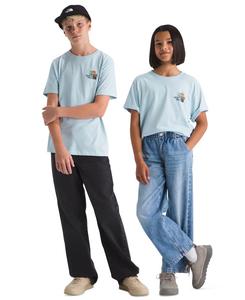 Футболка с коротким рукавом и цветочным логотипом для мальчиков и девочек 6-16 лет The North Face, Light Blue