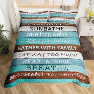 Erosebridal Комплект постельного белья Lake Rules с принтом в стиле деревенского домика у озера, Color 06