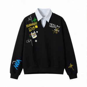 Футболка поло Unisex Polo Collar Moderate Mock Two Piece HUANQIU, черный