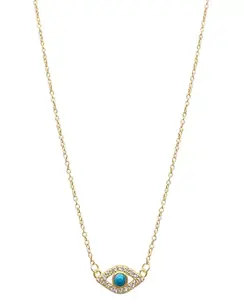 Ожерелье с подвеской-талисманом от сглаза, позолоченное 14 карат, 15 дюймов + удлинитель 2 дюйма Adornia, gold