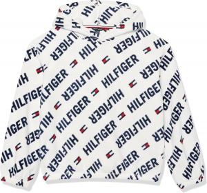 Спортивная толстовка-поповер Tommy Hilfiger для девочек, супермягкий флис, легкий, White Printed