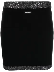 Юбка мини с пайетками и логотипом MIU MIU, черный
