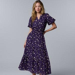 Платье макси Petite Simply Vera Vera Wang, Purple Pink Floral
