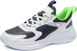 Мужские кожаные кроссовки для бега с мягкой подошвой, спортивные кеды для ходьбы, бега и повседневной носки, легкие модные спортивные туфли Qacksv, зеленый