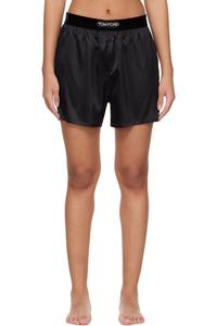 Черные атласные шорты-боксеры из эластичного шелка TOM FORD
