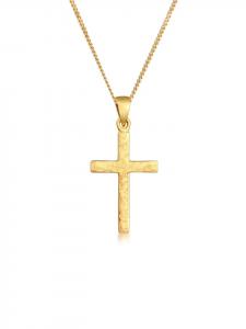 Elli Колье с крестом из серебра 925 пробы в золотой оправе