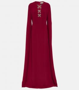Украшенное платье из крепа ELIE SAAB, красный