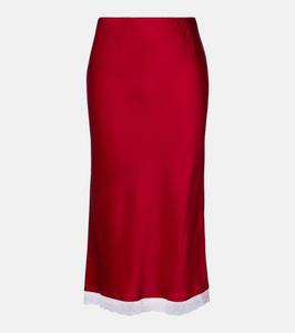 Юбка миди из сатина с кружевной отделкой Victoria Beckham, Rose