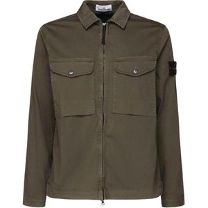 STONE ISLAND Застёгивающаяся на молнию рубашка с компасом, Green