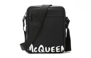 Сумка-мессенджер из ткани, кроссбоди, через плечо мужская черная Alexander McQueen