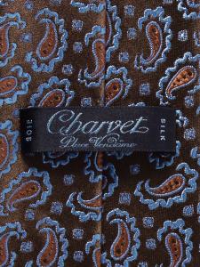 Галстук из шелка и жаккарда с узором «пейсли» шириной 8,5 см CHARVET, коричневый