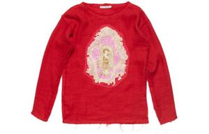 Футболка из льняной смеси с деталями патча Acne Studios, красная