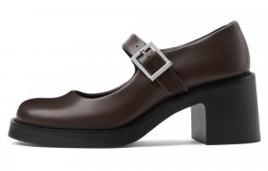 Туфли Mary Jane на массивном каблуке 6,8 см женские CHARLES&KEITH, темно-коричневый темно-коричневый