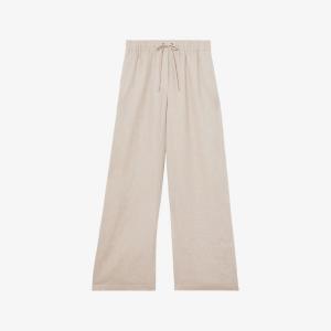 Брюки Reiss Willow широкие укороченные из смесового льна, бежевый