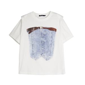 ELLE Футболка женская Ecru с круглым вырезом Moderate