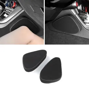 KUNGKIC Наколенник из алькантары для Toyota GR86 86 Subaru BRZ 2021 2022 2023 2024, мягкая подушка для центральной консоли автомобиля, наколенник, наколенник для поддержки коленей, аксессуары для салона, белая линия