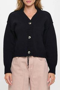 Толстый вязаный кардиган на пуговицах с длинным рукавом в черном цвете Reneec.