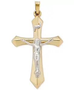 Двухцветный кулон-распятие из 14-каратного и белого золота Macy'S, two-tone