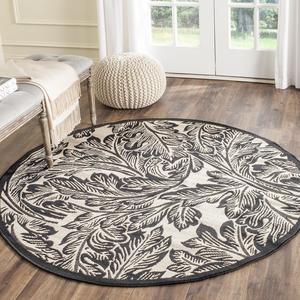 Ковер SAFAVIEH, 201 x 201 см, Washable Rug Outdoor Courtyard Collection - круглый, Sand & Black, без линьки и легкий в уходе, идеален для патио, заднего двора, прихожей (CY2996-3901)