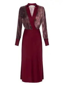 Миди-платье с принтом "питон" и украшением из страз Elisabetta Franchi, красный