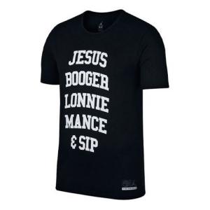 Футболка воздушные алфавитные печати спортивные с коротким рукавом Air Jordan, черный