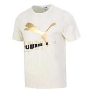 Футболка PUMA Bronzing Logo Printing Sports Round Neck Short Sleeve Creamy White 534147-73, кремовый
