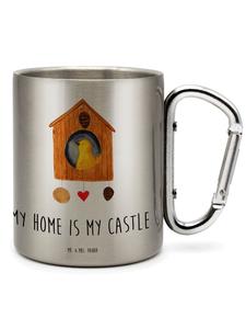 Термокружка для кофе в виде птичьего домика с надписью в серебряном цвете Mr. & Mrs. Panda