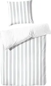 Постельное белье Hahn Home Textiles Percal, серое, в полоску, размер 200x200 см Hahn Haustextilien