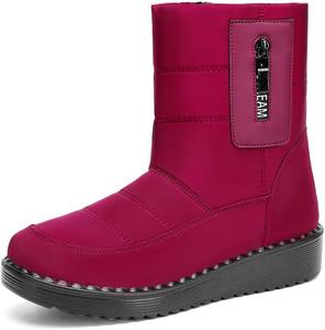 Женские зимние сапоги однотонные, модные с боковой молнией, утепленные плюшем, комфортные сапоги средней длины Hhhchpm, Red