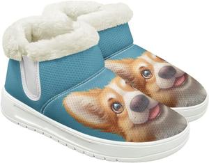 Женские ботинки на платформе JoyLamoria с анималистичным принтом, спортивные, с утеплителем и меховой подкладкой для работы и активного отдыха на улице, Blue Corgi Print