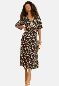 Платье повседневное, прямого кроя, с рукавами, украшенными пайетками. Love & Roses, Black Zebra