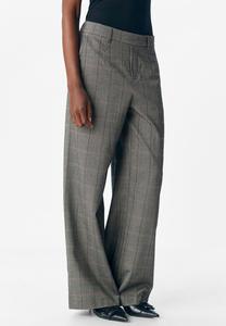 Брюки Object OBJLISA WIDE, Black Pattern Humus Tannin/Black