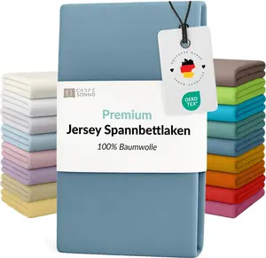 Простыня на резинке Mako Jersey 200x200 - 180x200 из 100% хлопка, синего цвета Carpe Sonno