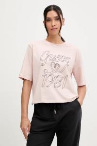 Хлопковая футболка Misty Guess, розовый