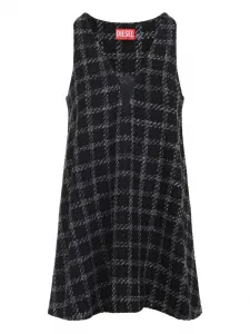 Клетчатое платье мини с V-образным вырезом DIESEL, черный
