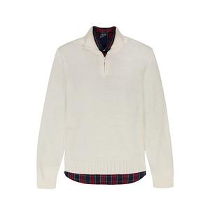 Детский комплект из свитера с молнией на 1/4 и клетчатой рубашки Izod, Ivory
