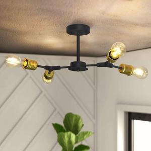 Потолочный светильник ZMH, винтажный потолочный светильник, черный ретро E27, 4 лампы, промышленная люстра, металлическая деревенская люстра для прихожей, гостиной, спальни, кухни, золото