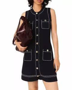 Платье-Рубашка из трикотажа с декоративной строчкой Maje, синий