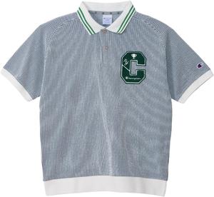 Мужская поло Champion с коротким рукавом, антибактериальной и антибактериальной обработкой, эластичной тканью, защитой от УФ-излучения и графическим логотипом (C3-ZG311), синий