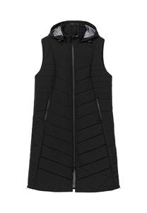 Жилет стеганый с капюшоном и боковыми молниями, водоотталкивающий Sheego, черный
