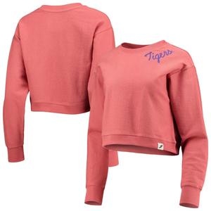 Женская лига студенческой одежды Оранжевый укороченный пуловер Clemson Tigers с шнуровкой